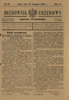Orędownik Urzędowy Powiatu Śremskiego. 1928.11.24 R.10 Nr90