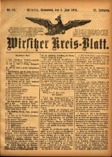 Wirsitzer Kreis-Blatt: herausgegeben vom K&ouml;niglichen Landraths-Amte 1906.06.02 Jg.62 Nr44