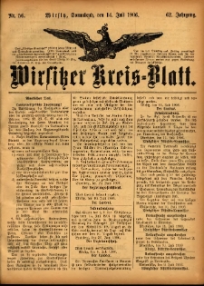 Wirsitzer Kreis-Blatt: herausgegeben vom Königlichen Landraths-Amte 1906.07.14 Jg.62 Nr56