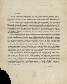 [Odezwa. Inc.:] "Ziomkowie, w chwili gdy cudowne wypadki niewstrzymanym pędem, nie tylko pi&oacute;ro ale myśl samą wyprzedzają ..."