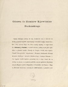 Odezwa do Ziomk&oacute;w Kijowianina Duchińskiego