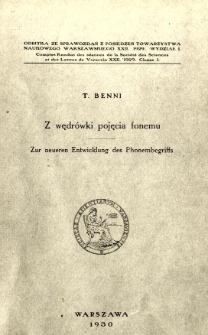 Z wędr&oacute;wki pojęcia fonemu = Zur neueren Entwicklung des Phonembegriffs