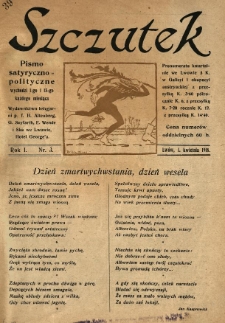 Szczutek : pismo satyryczno-polityczne. 1918.04.01 R.1 Nr3