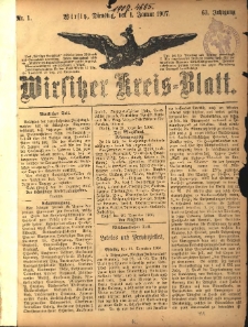 Wirsitzer Kreis-Blatt: herausgegeben vom K&ouml;niglichen Landraths-Amte 1907.01.01 Jg.63 Nr1