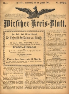 Wirsitzer Kreis-Blatt: herausgegeben vom K&ouml;niglichen Landraths-Amte 1907.01.12 Jg.63 Nr4