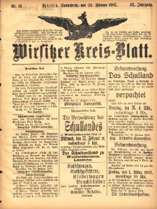 Wirsitzer Kreis-Blatt: herausgegeben vom K&ouml;niglichen Landraths-Amte 1907.02.23 Jg.63 Nr16