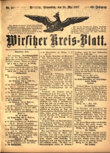 Wirsitzer Kreis-Blatt: herausgegeben vom K&ouml;niglichen Landraths-Amte 1907.05.18 Jg.63 Nr40