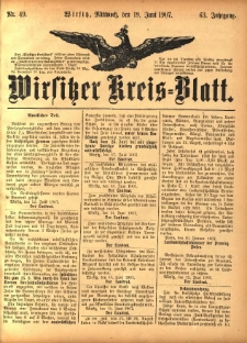 Wirsitzer Kreis-Blatt: herausgegeben vom K&ouml;niglichen Landraths-Amte 1907.06.19 Jg.63 Nr49