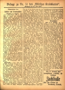 Beilage zu Nr.51 des &bdquo;Wirsitzer Kreisblattes&rdquo; 1907.06.26