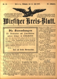 Wirsitzer Kreis-Blatt: herausgegeben vom K&ouml;niglichen Landraths-Amte 1907.07.24 Jg.63 Nr59
