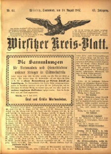 Wirsitzer Kreis-Blatt: herausgegeben vom K&ouml;niglichen Landraths-Amte 1907.08.10 Jg.63 Nr64