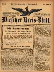 Wirsitzer Kreis-Blatt: herausgegeben vom K&ouml;niglichen Landraths-Amte 1907.09.18 Jg.63 Nr75