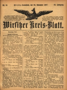 Wirsitzer Kreis-Blatt: herausgegeben vom K&ouml;niglichen Landraths-Amte 1907.11.30 Jg.63 Nr96