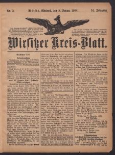 Wirsitzer Kreis-Blatt: herausgegeben vom Königlichen Landraths-Amte 1908.01.08 Jg.64 Nr3