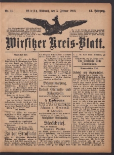 Wirsitzer Kreis-Blatt: herausgegeben vom Königlichen Landraths-Amte 1908.02.05 Jg.64 Nr11