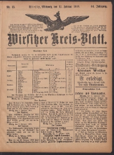 Wirsitzer Kreis-Blatt: herausgegeben vom Königlichen Landraths-Amte 1908.02.12 Jg.64 Nr13