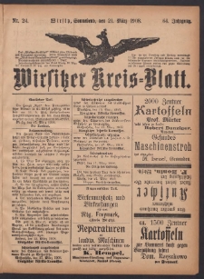 Wirsitzer Kreis-Blatt: herausgegeben vom Königlichen Landraths-Amte 1908.03.21 Jg.64 Nr24