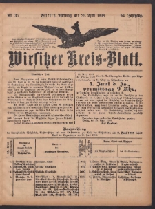 Wirsitzer Kreis-Blatt: herausgegeben vom Königlichen Landraths-Amte 1908.04.29 Jg.64 Nr35