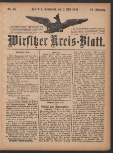 Wirsitzer Kreis-Blatt: herausgegeben vom Königlichen Landraths-Amte 1908.05.02 Jg.64 Nr36