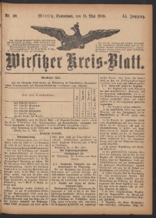 Wirsitzer Kreis-Blatt: herausgegeben vom Königlichen Landraths-Amte 1908.05.16 Jg.64 Nr40