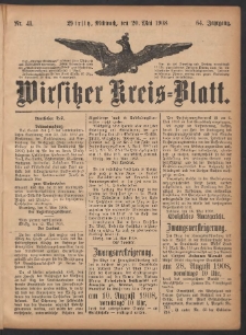 Wirsitzer Kreis-Blatt: herausgegeben vom Königlichen Landraths-Amte 1908.05.20 Jg.64 Nr41