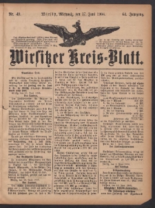 Wirsitzer Kreis-Blatt: herausgegeben vom Königlichen Landraths-Amte 1908.06.17 Jg.64 Nr49