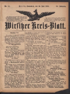 Wirsitzer Kreis-Blatt: herausgegeben vom Königlichen Landraths-Amte 1908.06.20 Jg.64 Nr50