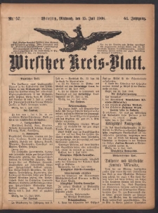 Wirsitzer Kreis-Blatt: herausgegeben vom Königlichen Landraths-Amte 1908.07.15 Jg.64 Nr57