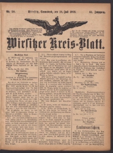 Wirsitzer Kreis-Blatt: herausgegeben vom Königlichen Landraths-Amte 1908.07.18 Jg.64 Nr58