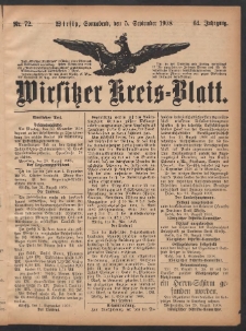 Wirsitzer Kreis-Blatt: herausgegeben vom Königlichen Landraths-Amte 1908.09.05 Jg.64 Nr72