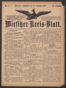 Wirsitzer Kreis-Blatt: herausgegeben vom Königlichen Landraths-Amte 1908.09.19 Jg.64 Nr76