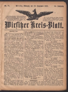 Wirsitzer Kreis-Blatt: herausgegeben vom Königlichen Landraths-Amte 1908.09.30 Jg.64 Nr79