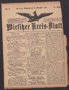 Wirsitzer Kreis-Blatt: herausgegeben vom Königlichen Landraths-Amte 1908.11.11 Jg.64 Nr91