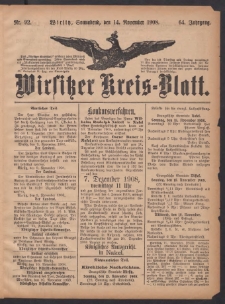 Wirsitzer Kreis-Blatt: herausgegeben vom Königlichen Landraths-Amte 1908.11.14 Jg.64 Nr92