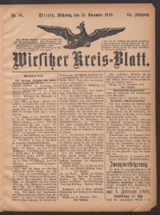 Wirsitzer Kreis-Blatt: herausgegeben vom Königlichen Landraths-Amte 1908.11.18 Jg.64 Nr93