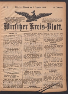 Wirsitzer Kreis-Blatt: herausgegeben vom Königlichen Landraths-Amte 1908.12.02 Jg.64 Nr97