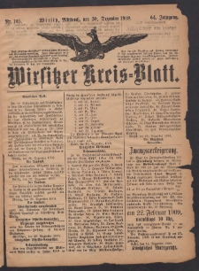 Wirsitzer Kreis-Blatt: herausgegeben vom Königlichen Landraths-Amte 1908.12.30 Jg.64 Nr105