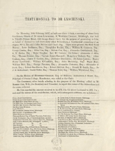 Testimonial to dr Lyschinski