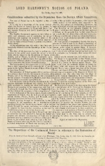 Lord Harrowby's motion on Poland : for Friday, July 19, 1861 : considerations submitted by the Deputation from the Foreign Affairs Committees