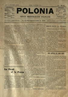 Polonia : revue hebdomadaire polonaise. 1915.01.02 Nr1
