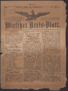Wirsitzer Kreis-Blatt: herausgegeben vom K&ouml;niglichen Landraths-Amte 1909.01.01 Jg.65 Nr1