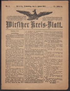 Wirsitzer Kreis-Blatt: herausgegeben vom K&ouml;niglichen Landraths-Amte 1909.01.07 Jg.65 Nr3
