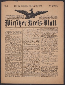 Wirsitzer Kreis-Blatt: herausgegeben vom K&ouml;niglichen Landraths-Amte 1909.01.14 Jg.65 Nr6