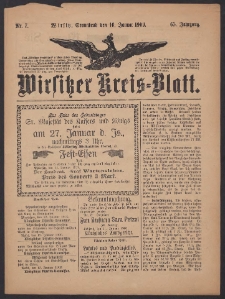 Wirsitzer Kreis-Blatt: herausgegeben vom K&ouml;niglichen Landraths-Amte 1909.01.16 Jg.65 Nr7