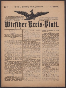 Wirsitzer Kreis-Blatt: herausgegeben vom K&ouml;niglichen Landraths-Amte 1909.01.21 Jg.65 Nr9