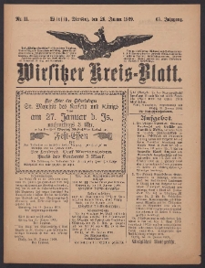 Wirsitzer Kreis-Blatt: herausgegeben vom K&ouml;niglichen Landraths-Amte 1909.01.26 Jg.65 Nr11