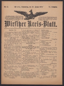 Wirsitzer Kreis-Blatt: herausgegeben vom K&ouml;niglichen Landraths-Amte 1909.01.28 Jg.65 Nr 12
