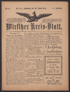 Wirsitzer Kreis-Blatt: herausgegeben vom K&ouml;niglichen Landraths-Amte 1909.01.30 Jg.65 Nr13