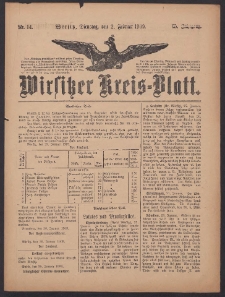 Wirsitzer Kreis-Blatt: herausgegeben vom K&ouml;niglichen Landraths-Amte 1909.02.02 Jg.65 Nr14