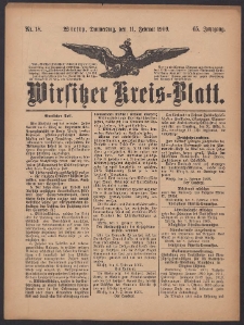 Wirsitzer Kreis-Blatt: herausgegeben vom K&ouml;niglichen Landraths-Amte 1909.02.11 Jg.65 Nr18